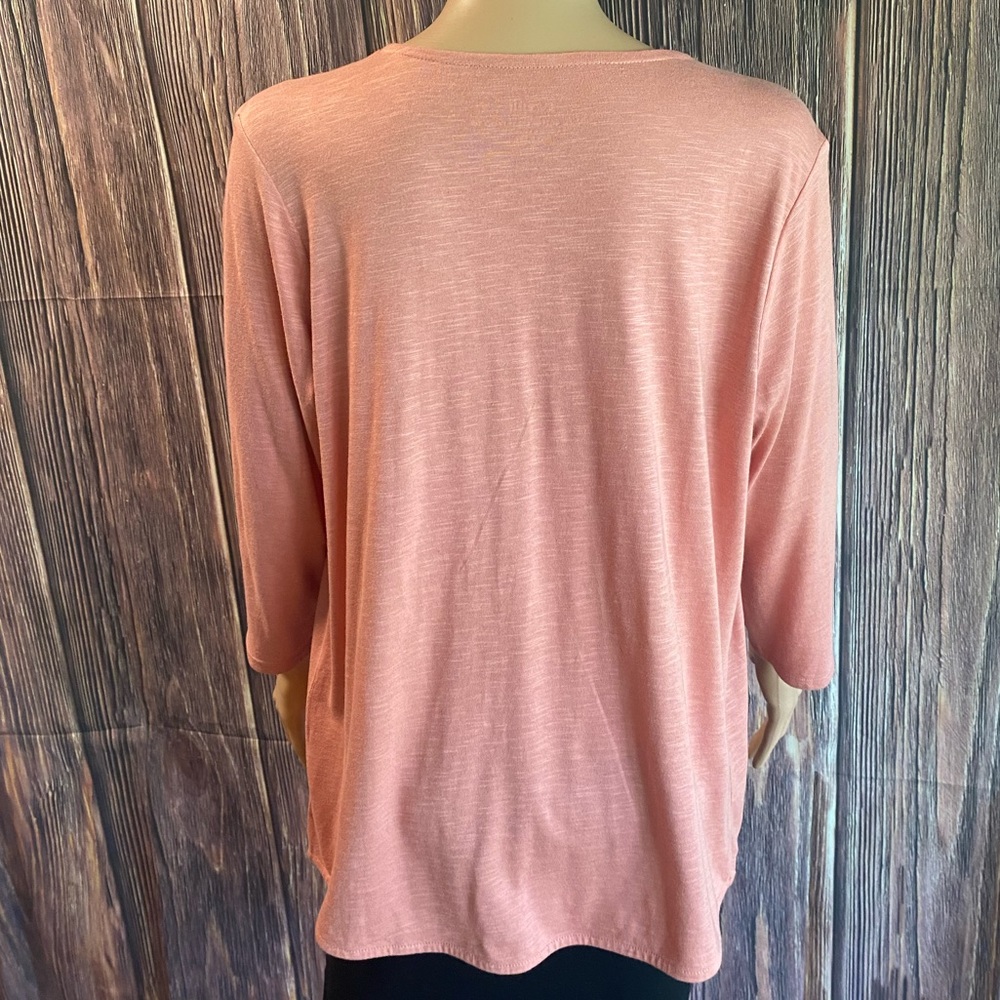 J. Jill Dusty Rose Button-Front Draped Blouse - Picture 2 of 16